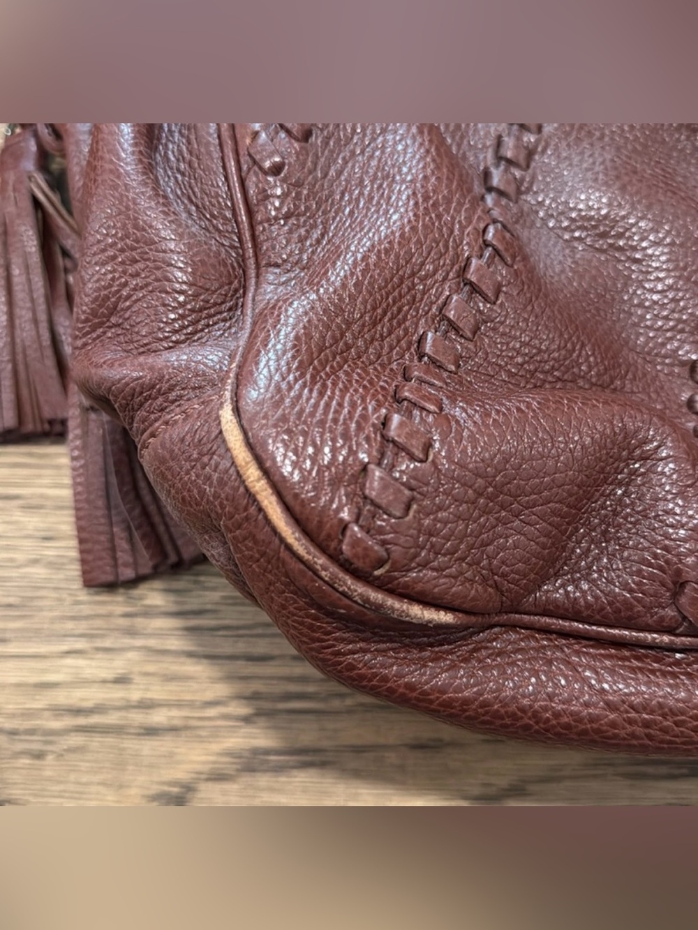 Isabella Fiore Brown Leather Shoulder Bag with Decorative Studs - Picture 6 of 8